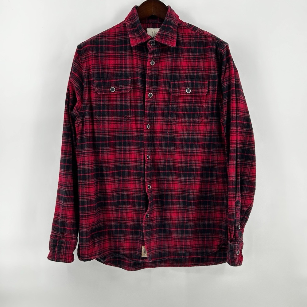 JACHS Heavy Flannel Shirt Jacket Mens LT Red Black Plaid Tall Lumberjack Grunge
